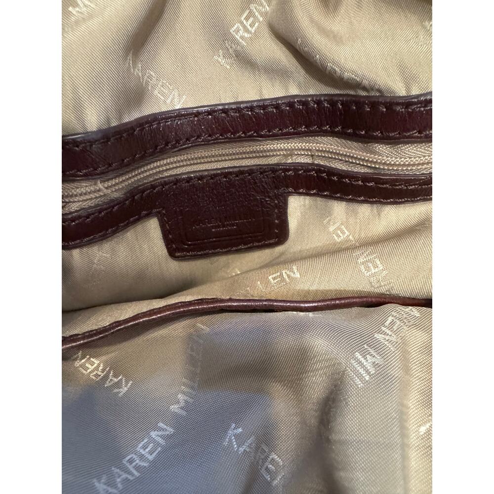 Karen Millen Burgundy Leather Slouch Hobo Satchel Bag Brass Hardware Y2K - Picture 4 of 5